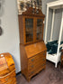 2 Piece Maple Secretary Desk W/Glass Upper Doors 3 Bottom Drawers