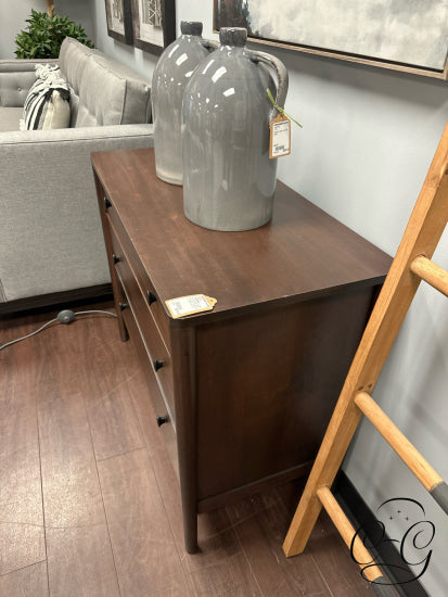 3 Drawer Black Dresser With Rounded Edges Oval Hardware Only