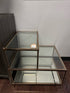 3-Tier Side Table With 1/2 Glass Top Mirrored Bottom Shelf & Gold Metal Frame 21x24x24’’ End