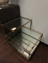 3-Tier Side Table With 1/2 Glass Top Mirrored Bottom Shelf & Gold Metal Frame 21x24x24’’ End