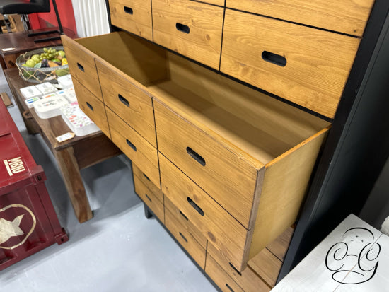 4 Drawer Tall Dresser With Black Framed/Top Natural Finish Front