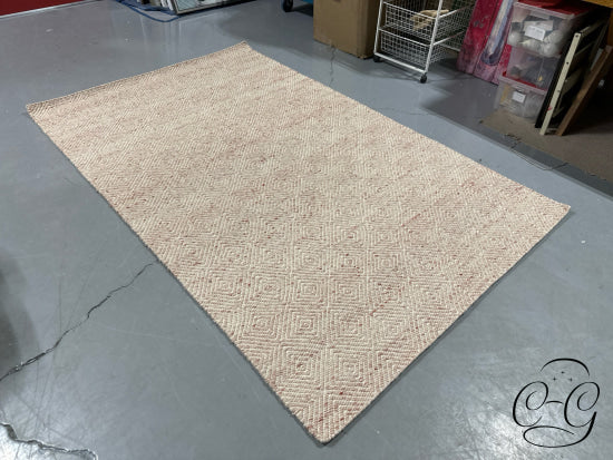 5X8’ Ash Rose Diamond Pattern Wool Blend Area Carpet Rug