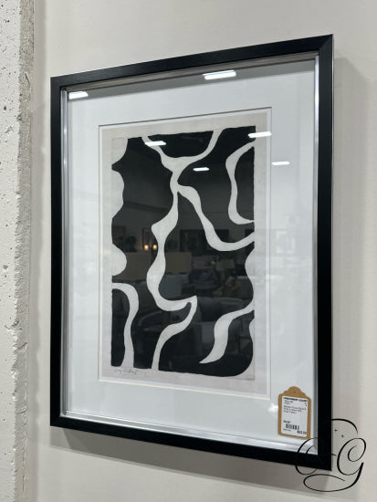 Abstract Picture Black & White In Black With Silver Frame I 20x26’’ Artwork