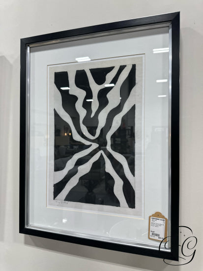 Abstract Picture Black & White In Black With Silver Frame II 20x26’’ Artwork