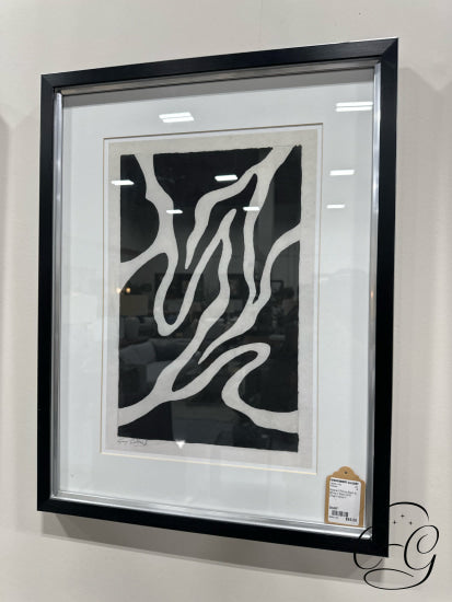 Abstract Picture Black & White In Black With Silver Frame III 20x26’’ Artwork