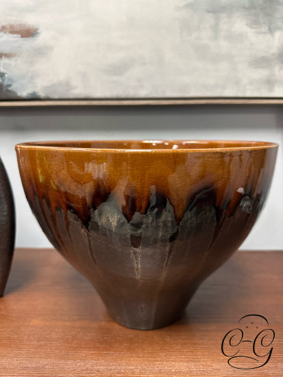 Amber With Sparkle Grey Detailing Ceramic Bowl