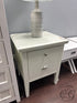 Antique White 2 Drawer Nightstand With Silver Metal Handle & Round Hardware Night-Table