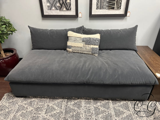 Armless Charcoal Fabric Bench Sofa
