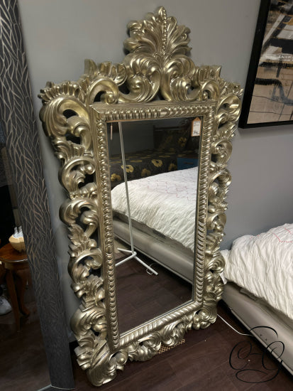 Baroque Ornate Silver Mirror Wall