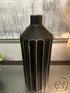 Black Ceramic Vase With White Vertical Lines