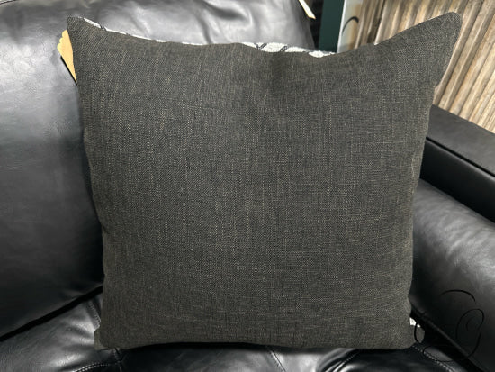 Black & Grey Toss Pillow With Line Pattern Fabric Back