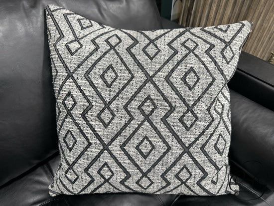 Black & Grey Toss Pillow With Line Pattern Fabric Back