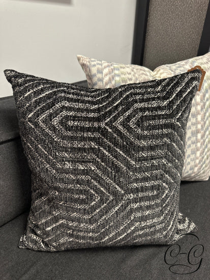 Black Grey White Toss Pillow With Back