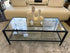 Black Metal Framed Coffee Table With Glass Top/Shelf