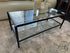 Black Metal Framed Coffee Table With Glass Top/Shelf