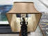 Black Rippled Body Table Lamp With Square Gold Shade