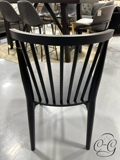 Black Stained Oak Shaker Style Dining Chair W/Spindle Curved Back