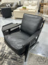 Black Vegan Leather Adirondack Styled Chair Black Finish Frame 27x36x33’’ Chair