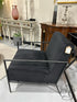 Black Velvet Channel Tufted Chair With Metal Arms/Legs