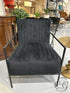 Black Velvet Channel Tufted Chair With Metal Arms/Legs