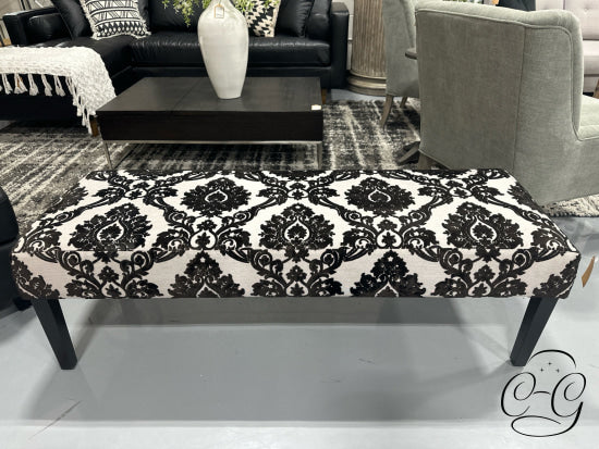 Black & White Damask Print Bench 59x18x18’’ Bench