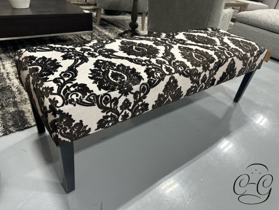 Black & White Damask Print Bench 59x18x18’’ Bench