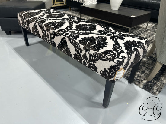 Black & White Damask Print Bench 59x18x18’’ Bench