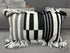 Black & White Lumbar Pillow With Thick Fringe