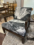 Black/White Waterfall Fabric Cushioned Dk Brown Wood Accent Chair 30x31x31’’ Accent Chair