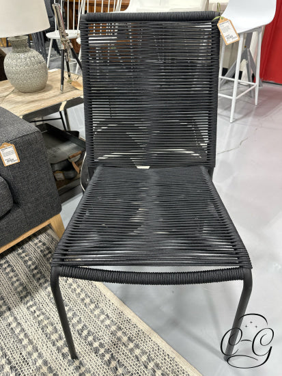 Black Woven Plastic Rope/Strap Design Indoor/Outdoor Patio Chair