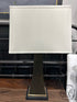 Bronze Finish Hourglass Shape Base Table Lamp With Rectangular Cream Shade