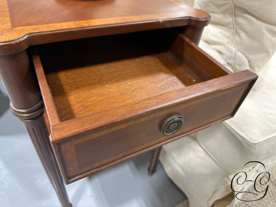 Brown Accent Table With Drawer & Shelf