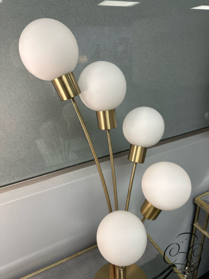 ’Bubble’ Table Lamp With 5 Frosted White Glass Shades Gold Finish Metal Base