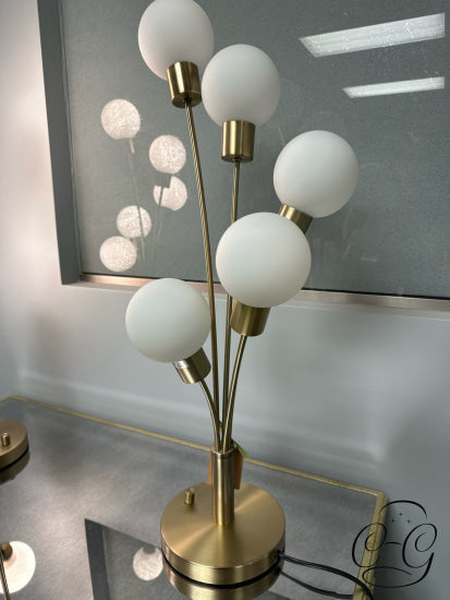 ’Bubble’ Table Lamp With 5 Frosted White Glass Shades Gold Finish Metal Base