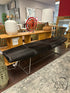 Canoe Style Black Cowhide Bench With Topstitch Dark Steel Tube Base 72x19x18’’ Bench