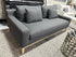 Carbon Grey Bench Seat Sofa W/Exposed Natural Oak Wood Base