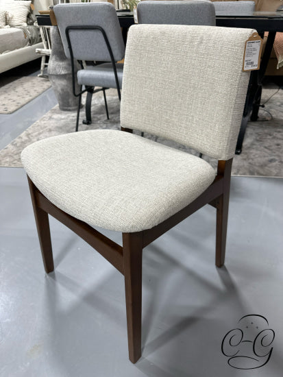 Chalk Grey Fabric Dining Chair W/Solid Rubberwood Legs/Frame Walnut Finish