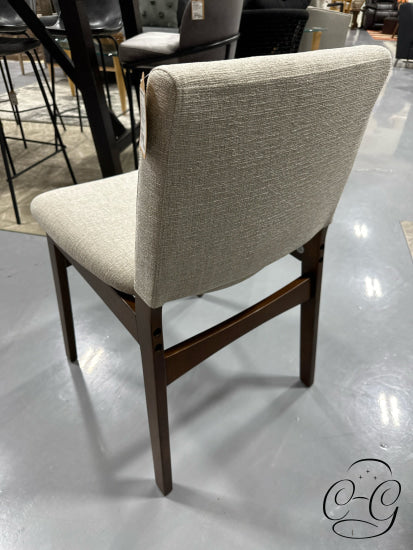 Chalk Grey Fabric Dining Chair W/Solid Rubberwood Legs/Frame Walnut Finish