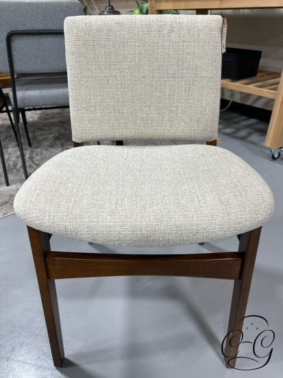 Chalk Grey Fabric Dining Chair W/Solid Rubberwood Legs/Frame Walnut Finish