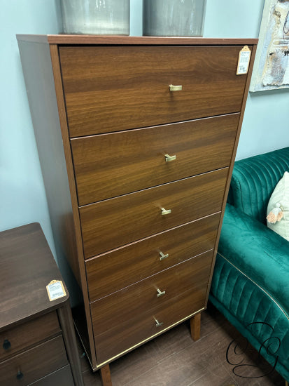 Cherry Finish Lingerie Chest With 6 Drawers Brass Hardware