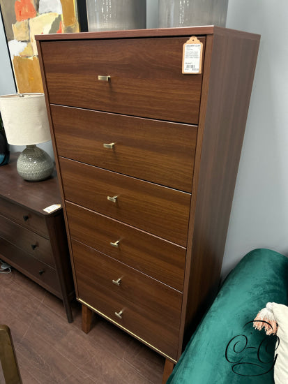 Cherry Finish Lingerie Chest With 6 Drawers Brass Hardware