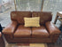 Chestnut Top Grain Leather Loveseat W/Accent Stitching Black Edging