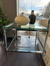 Chrome Side Table With Glass Top & Bottom Shelf End