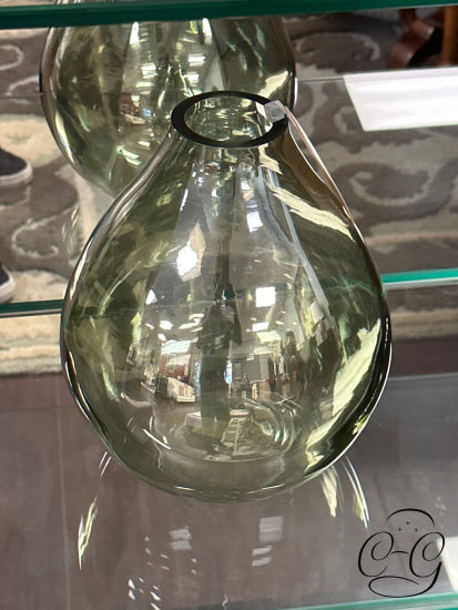 Clear Green Round Vase With Mirrored Finish