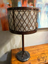 Copper Metal Table Lamp With Round Mesh Style Shade