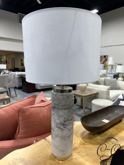 Cortina Marble Base Table Lamp With White Shade