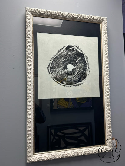 ’Cut Tree Trunk/Log’ Picture In Weathered White Dimpled Frame