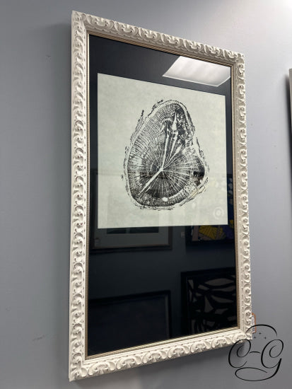 ’Cut Wood/Log’ Picture In Weathered White Dimpled Frame