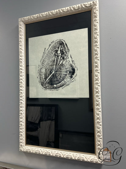 ’Cut Wood/Log’ Picture In Weathered White Dimpled Frame