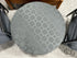 Dark Grey Round Ottoman W/Circle Pattern Fabric Nailhead Detailing